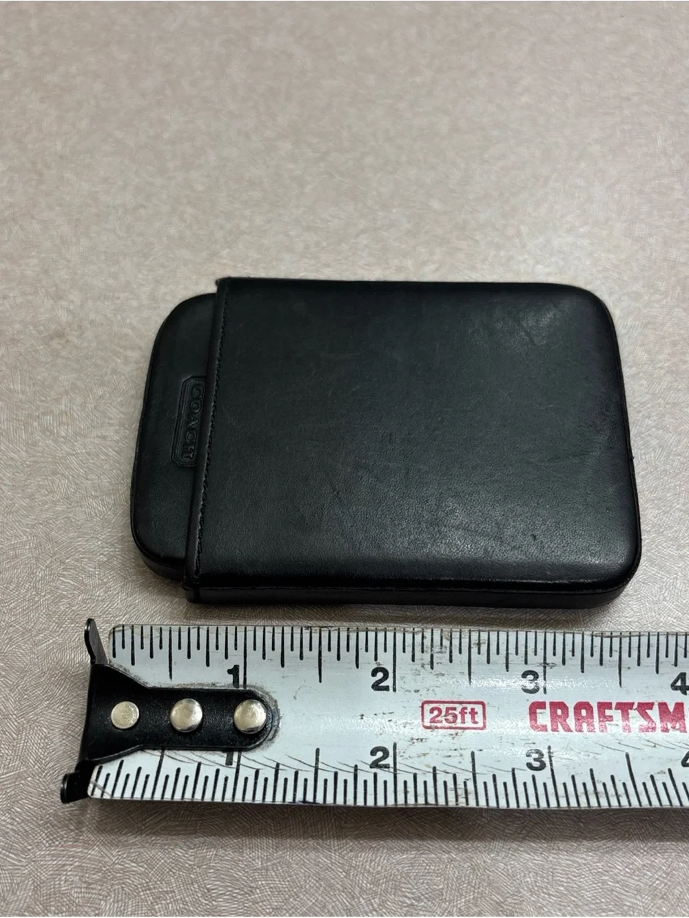 Coach Black Leather Slide Structured Business Card Holder Case Wallet 2 Pc